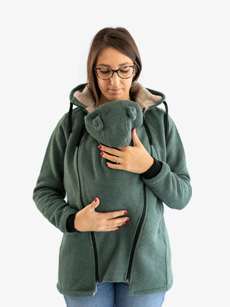 Cappotto per portare donna 3 in 1 in Lana con pelliccetta "Abbracci" fine serie