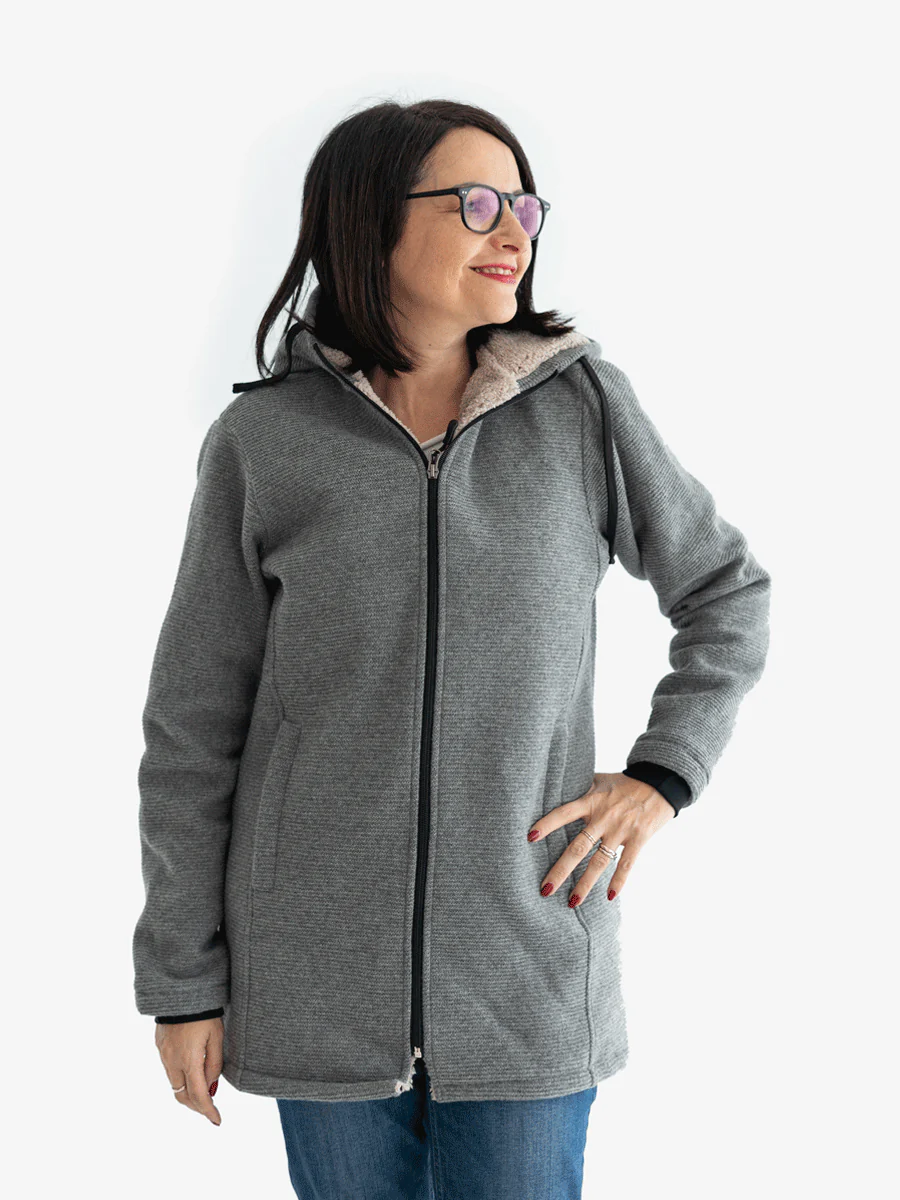 Cappotto per portare donna 3 in 1 in Lana con pelliccetta "Abbracci" - Image 4