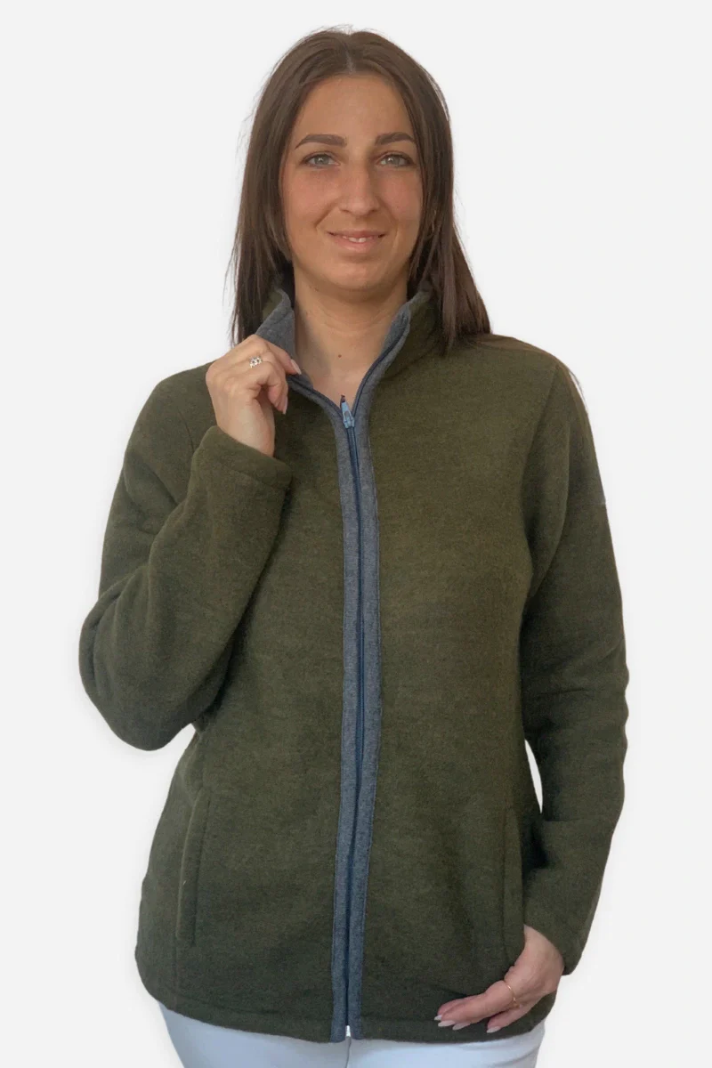 Felpa donna in pile di lana con zip e colletto - Image 2