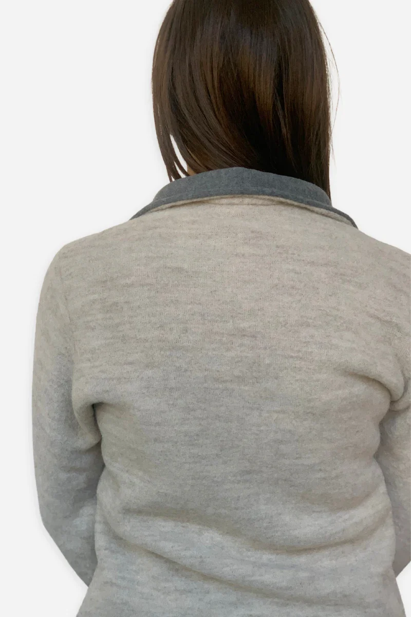 Felpa donna in pile di lana con zip e colletto - Image 4