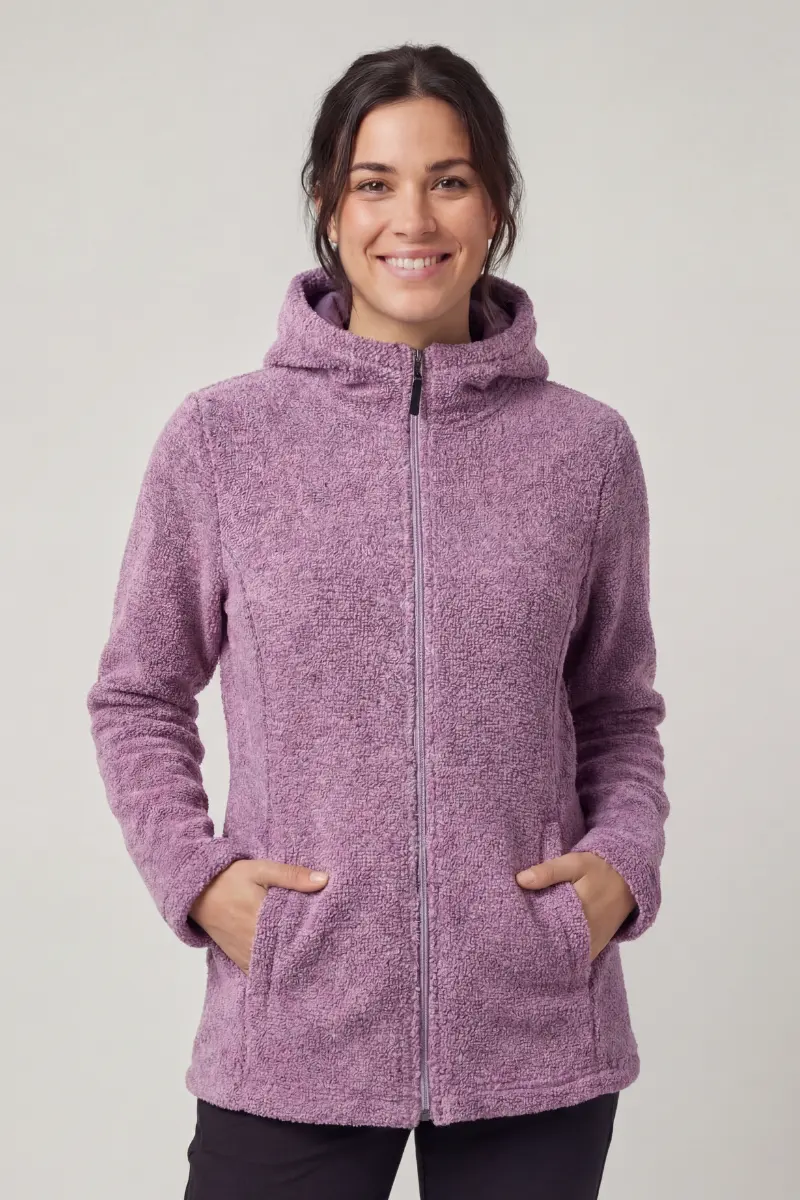 Felpa teddy donna in lana con cappuccio