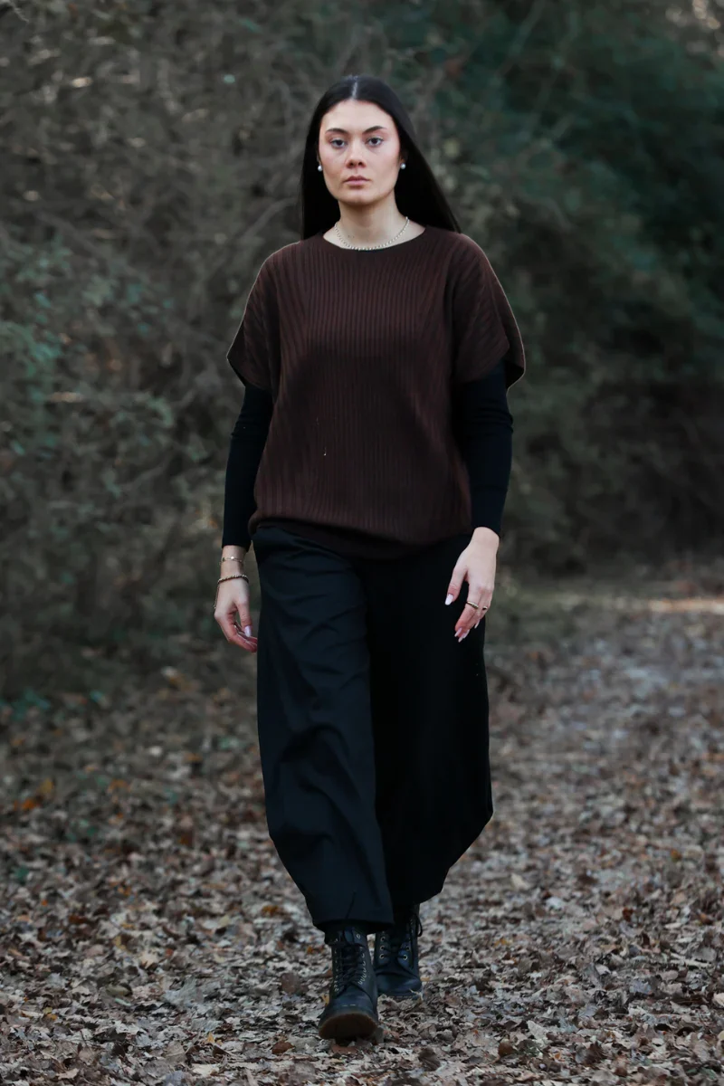 Gilet di lana donna a coste - Image 2