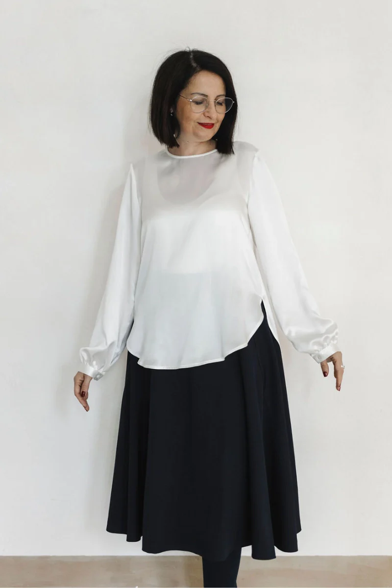 Gonna longuette "Audrey" in fresco lana - Image 3