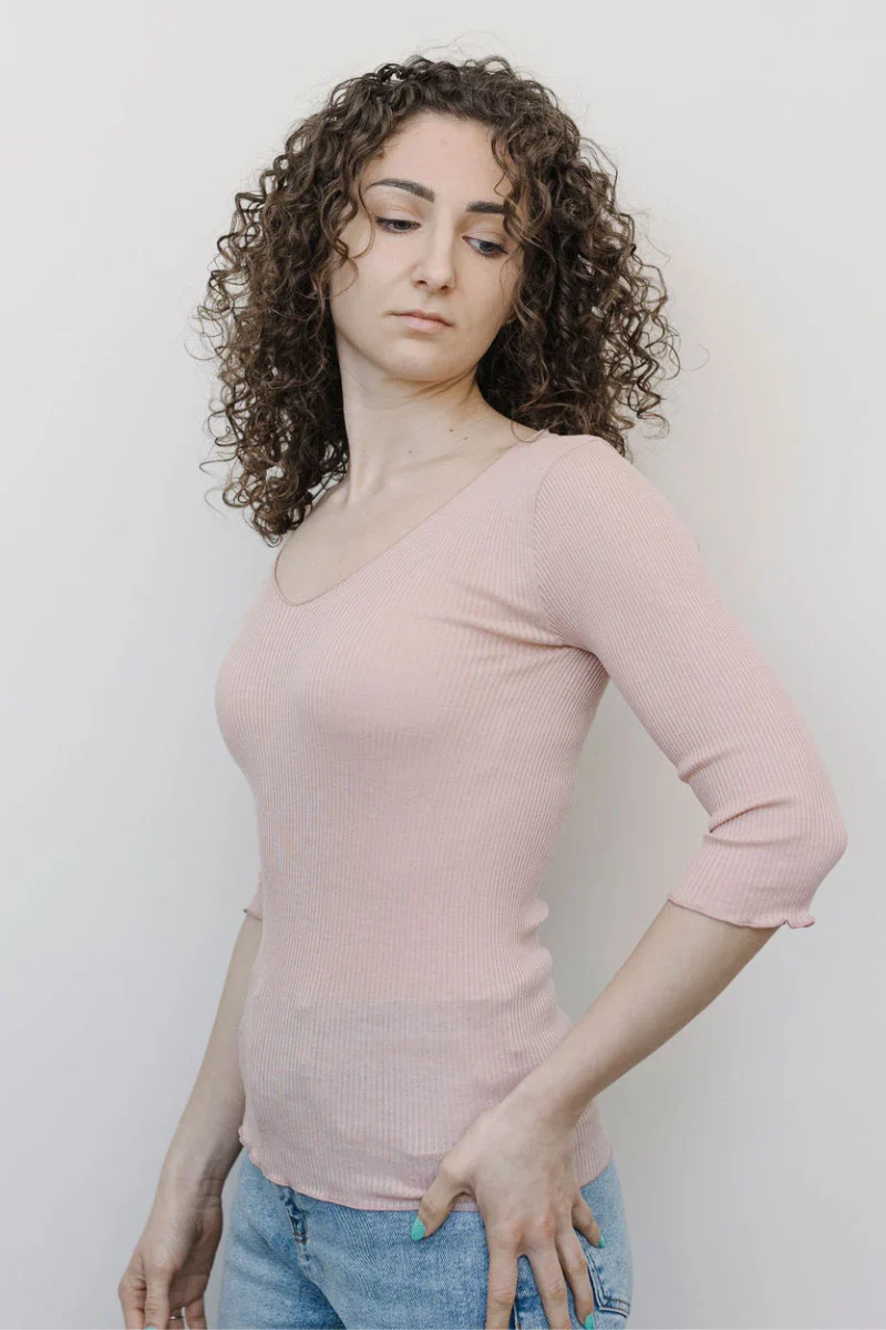 Maglia donna manica a tre quarti in cotone e seta - Image 4