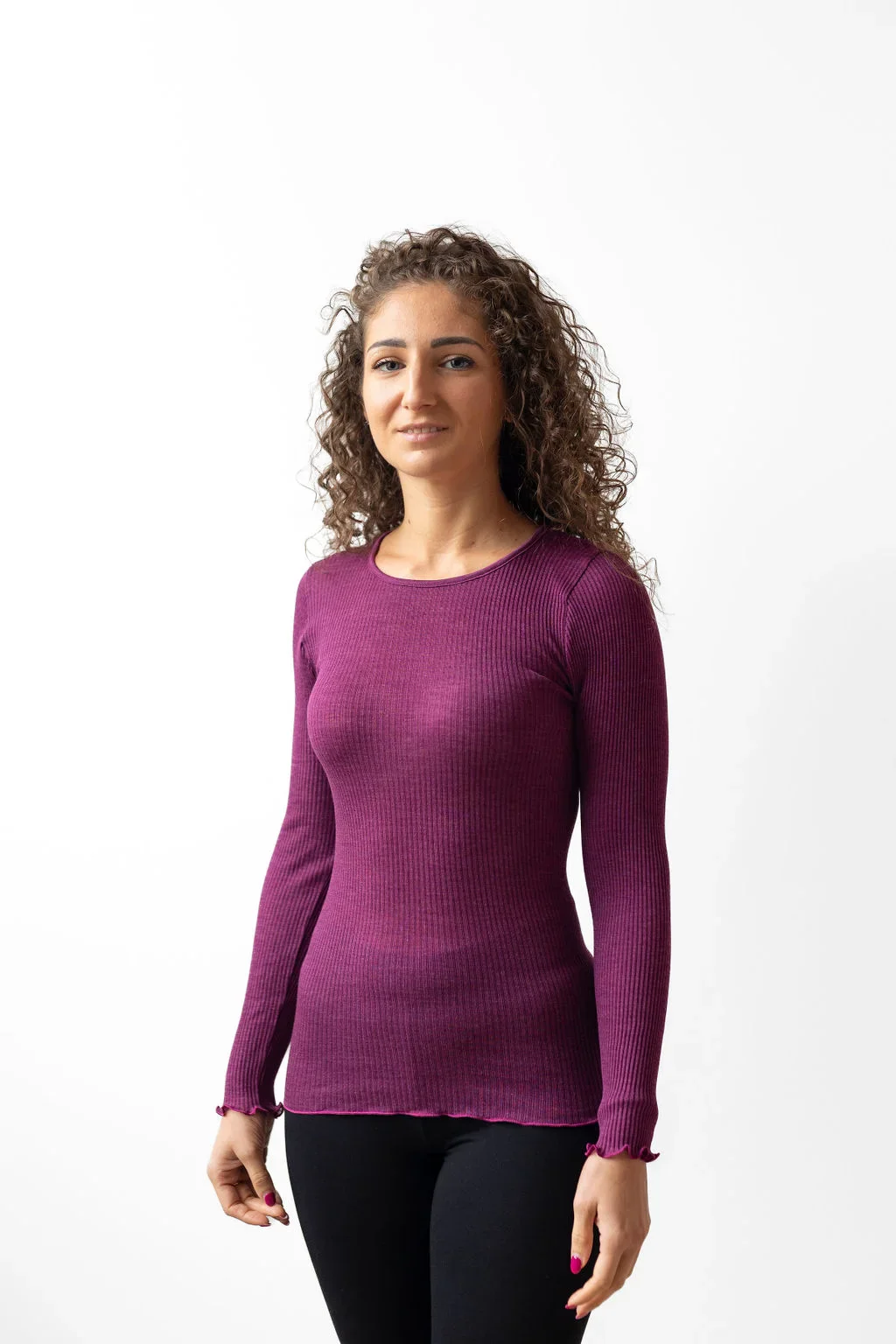 Maglia girocollo manica lunga lana e seta donna - Image 2