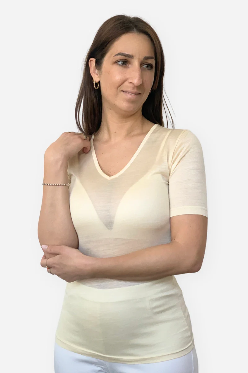 Maglia intima donna in seta manica corta