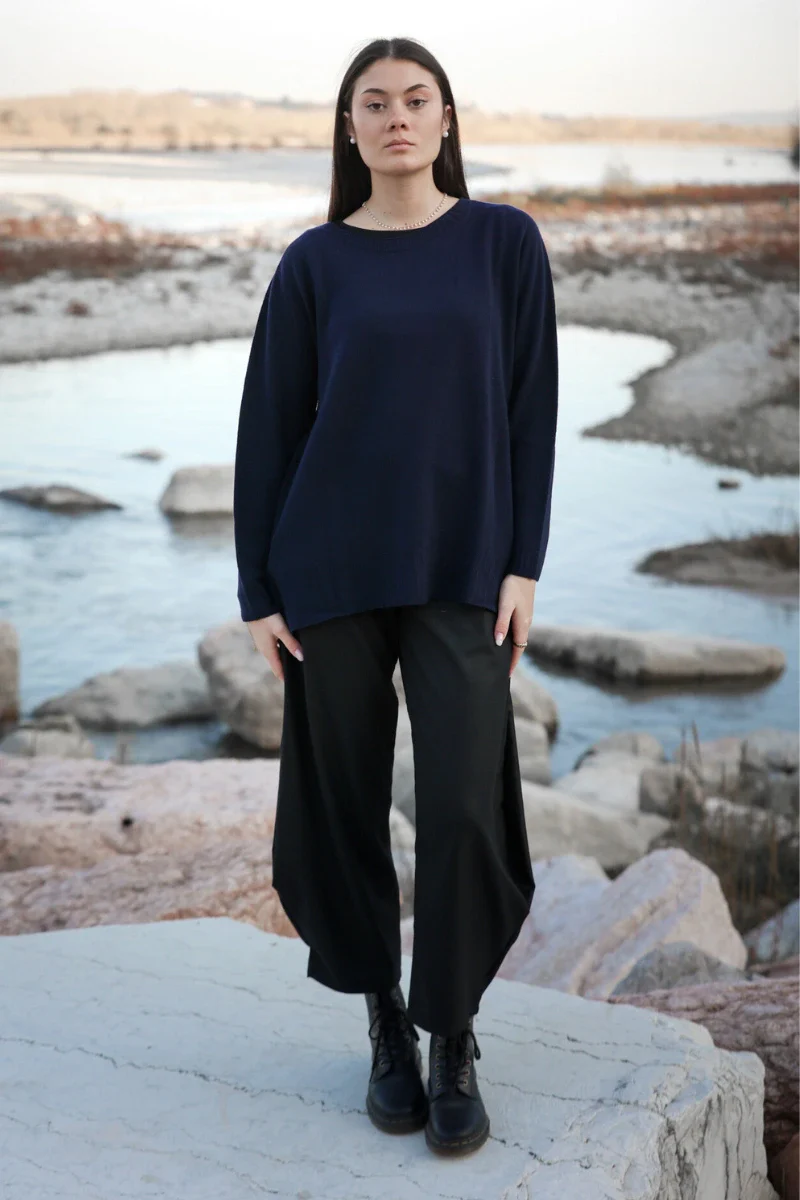 Pantaloni ampi donna in lana - Image 2
