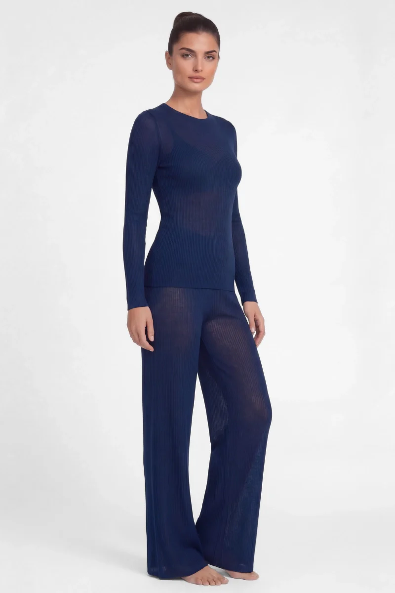Pantaloni lunghi a palazzo donna in modal cashmere