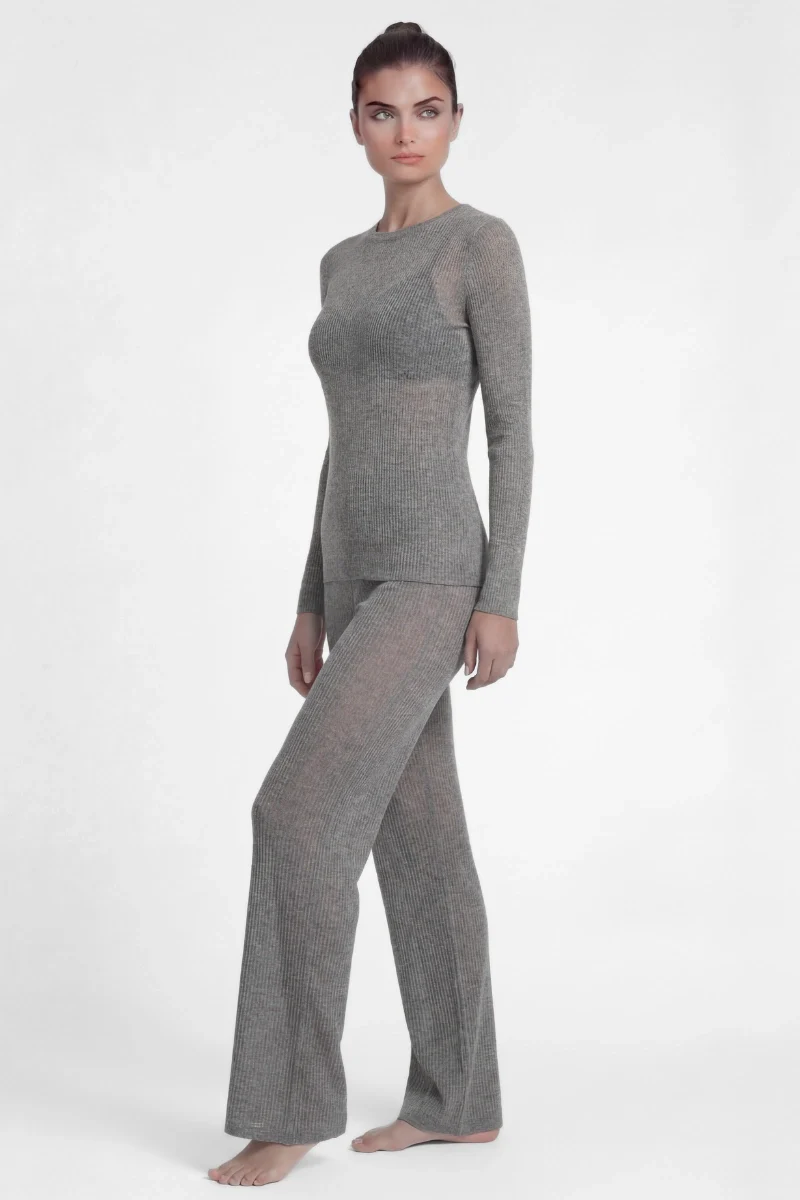 Pantaloni lunghi a palazzo donna in modal cashmere - Image 2