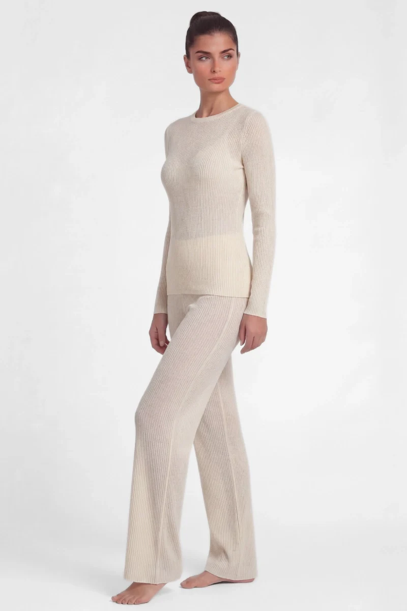 Pantaloni lunghi a palazzo donna in modal cashmere - Image 5