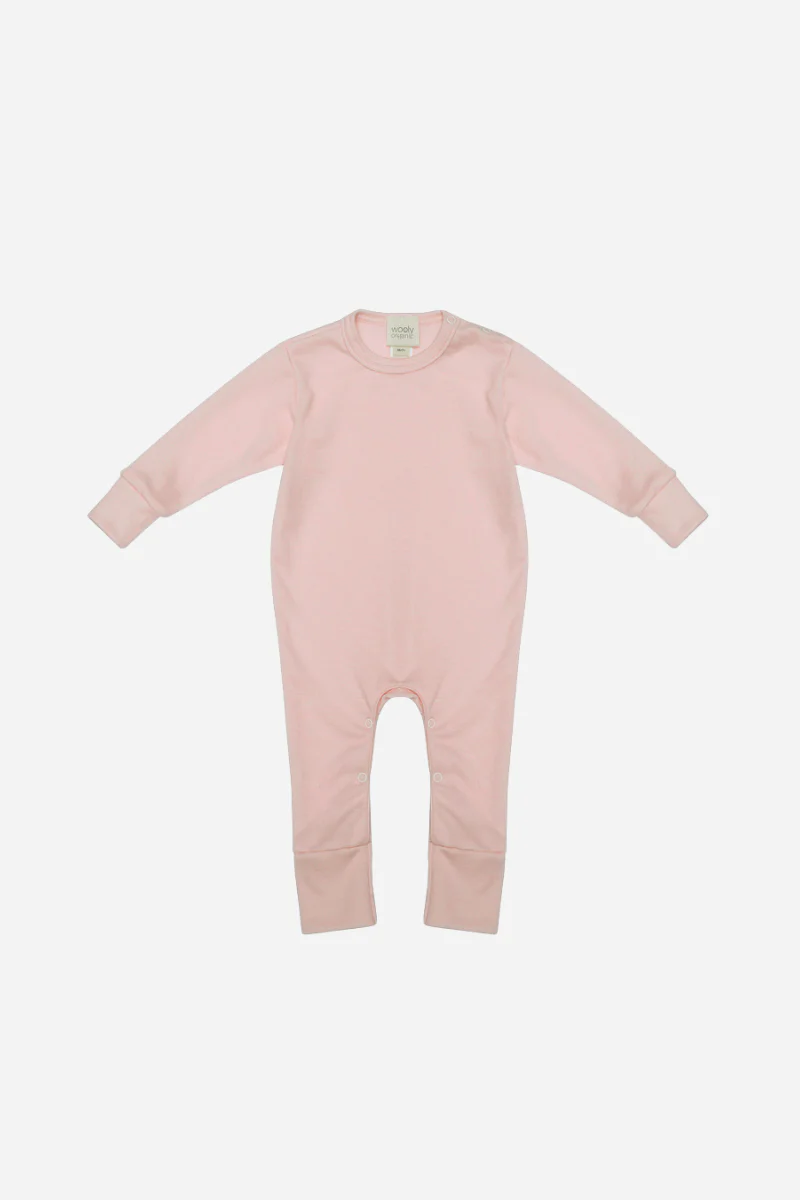 Tutina neonato con bottoncini in lana merino e seta