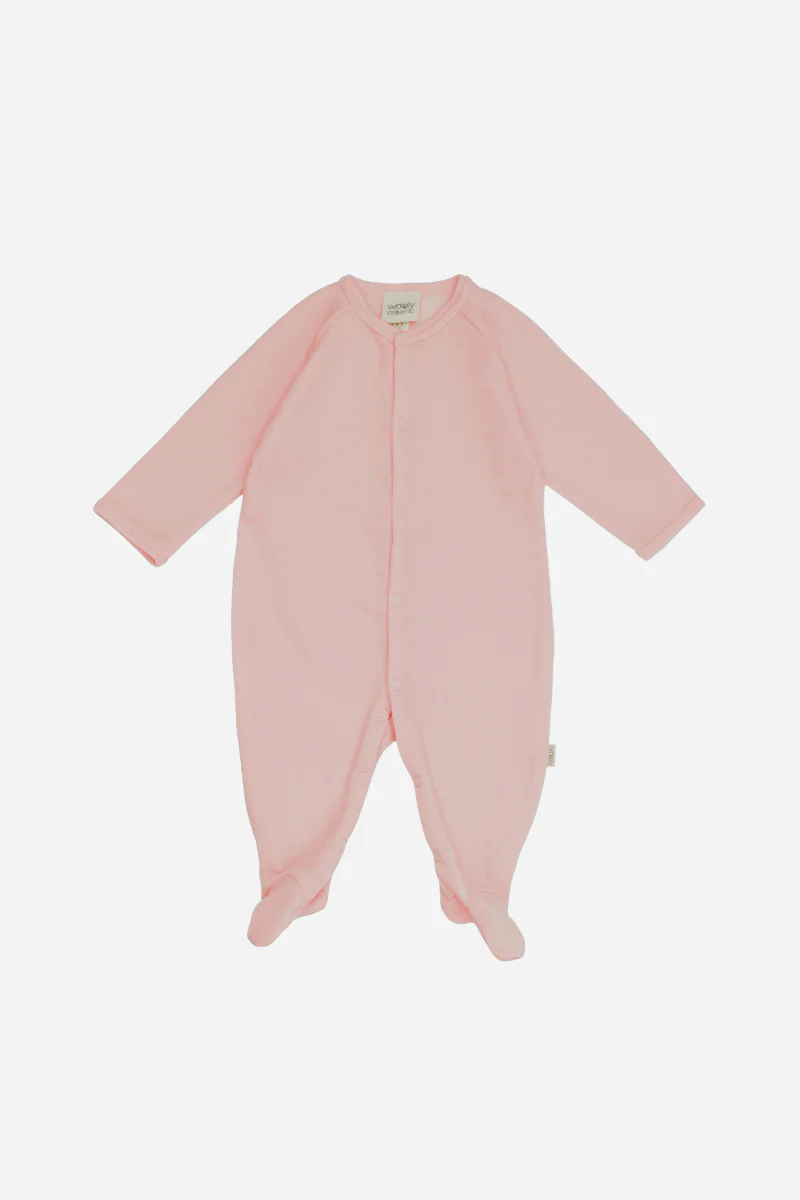 Tutina neonato con piedini in lana merino e seta - Image 2