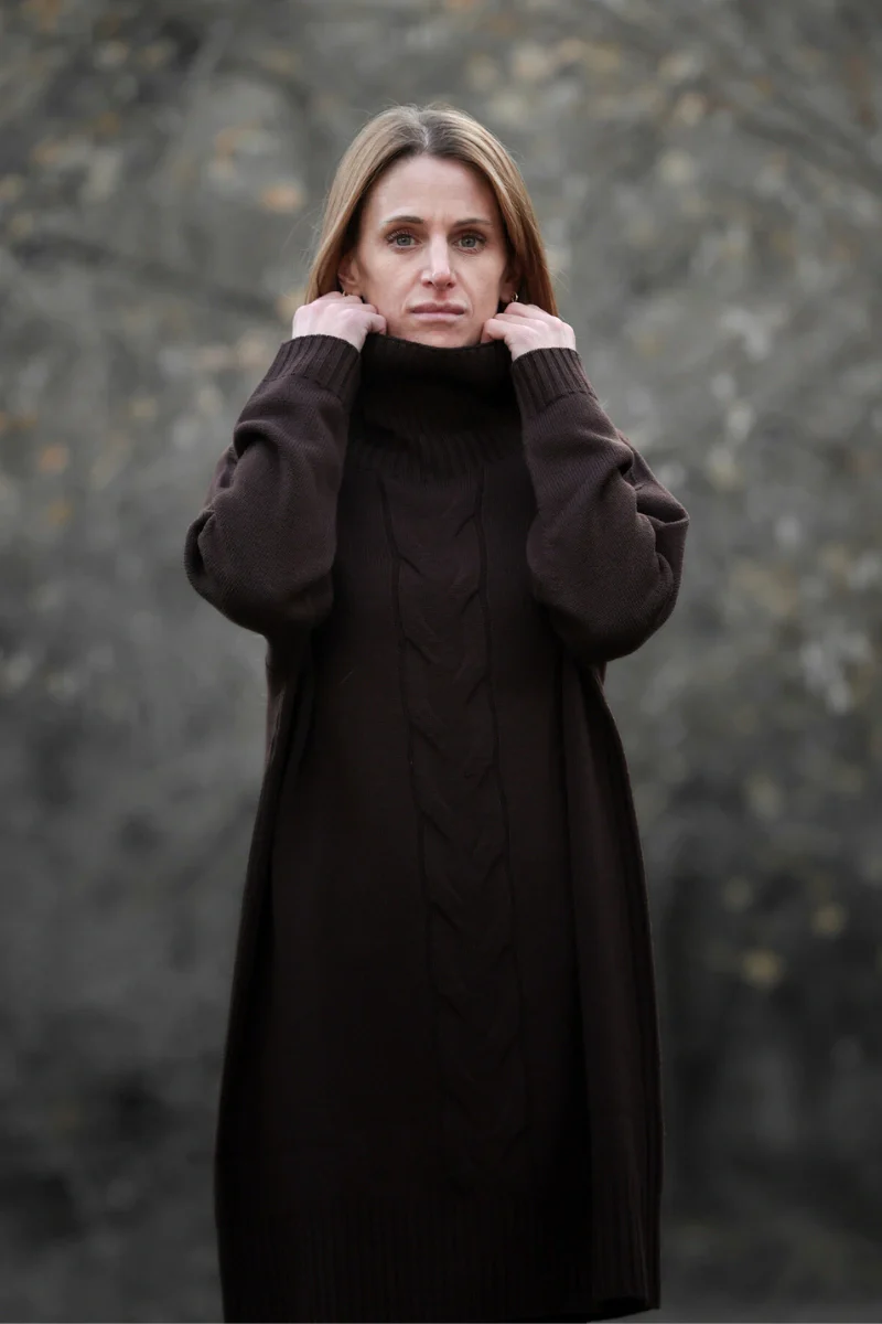 Vestito lana donna lungo intrecciato